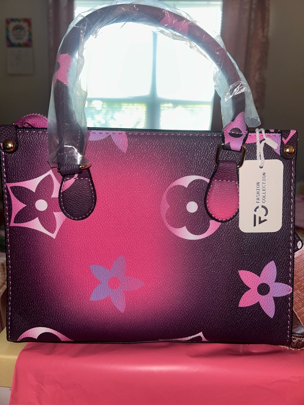 Women's inspired LV Pink Floral Gradient Satchel